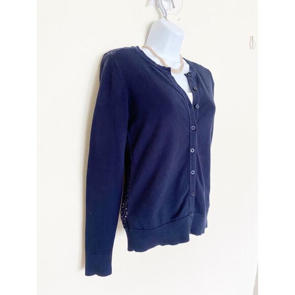 TOMMY HILFIGER Blue Embroidered Lace Cardigan, XS - Picture 8 of 11